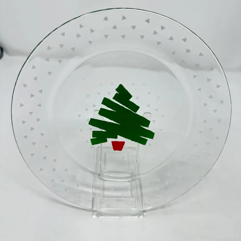 Vtg Luminarc 1988 Christmas Tree Confetti 8” Dessert Plates Arcoroc France